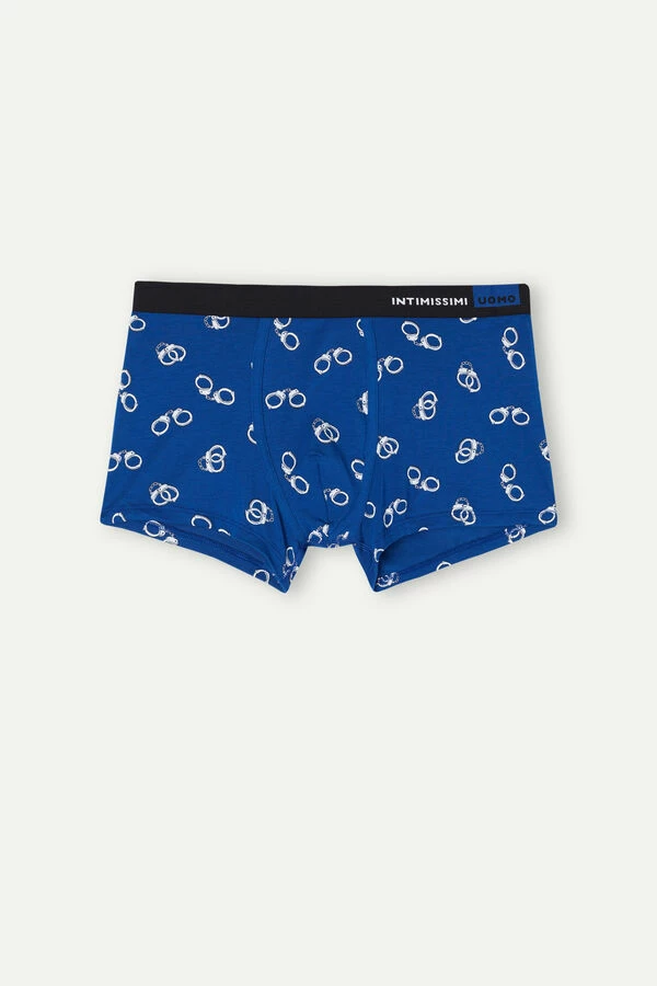 Flash Sale 🎁 Intimissimi Men Handcuff Boxers In Stretch Supima® Cotton Blue Handcuff Print 🔥
