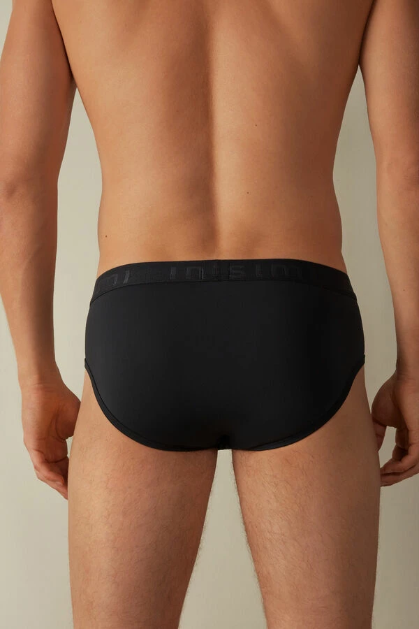 Budget 👍 Intimissimi Men Microfiber Briefs With Logo Detail Black 👍 - Image 3