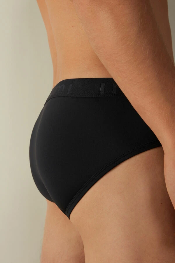 Budget 👍 Intimissimi Men Microfiber Briefs With Logo Detail Black 👍 - Image 2