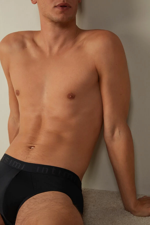Budget 👍 Intimissimi Men Microfiber Briefs With Logo Detail Black 👍 - Image 6