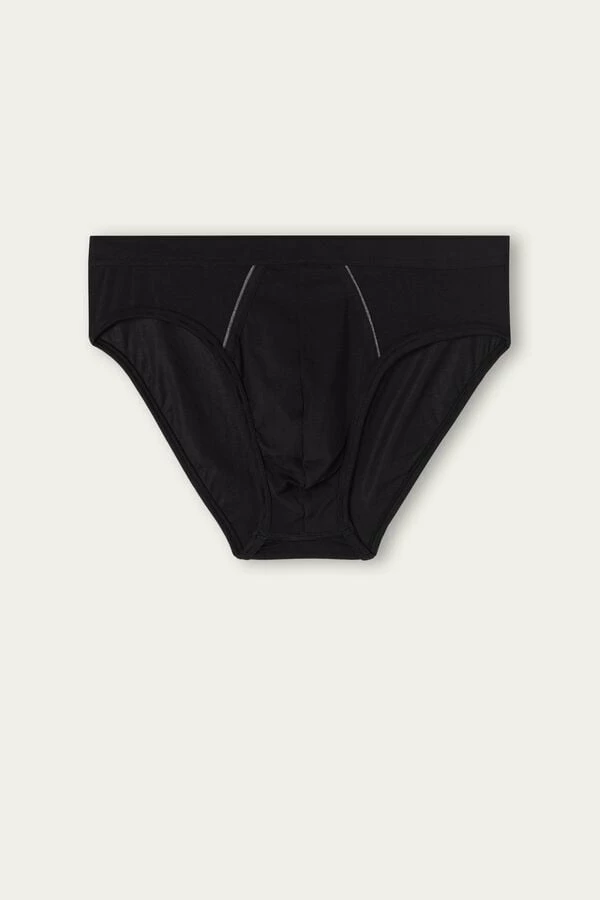 Budget 🌟 Intimissimi Men Natural Fresh Supima® Cotton Briefs Black/heathered Graphite Grey ❤️ - Image 4