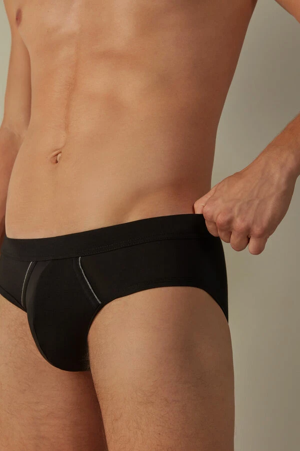 Budget 🌟 Intimissimi Men Natural Fresh Supima® Cotton Briefs Black/heathered Graphite Grey ❤️ - Image 6