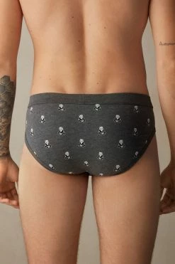 Top 10 💯 Intimissimi Men Panda Briefs In Stretch Supima® Cotton Graphite Grey Heather Panda Print 🌟
