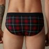 Discount 🔥 Intimissimi Men Red Tartan Briefs In Stretch Supima® Cotton Red Tartan Print 💯