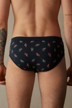 Best Sale 🥰 Intimissimi Men Nutcracker Briefs In Stretch Supima® Cotton Midnight Blue Nutcrackers Print 🎉