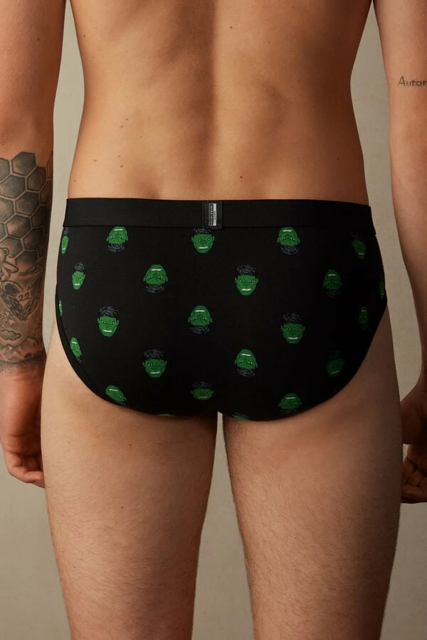 Best Sale 🎁 Intimissimi Men Hulk Briefs In Stretch Supima® Cotton Black Hulk Print ⭐ - Image 3