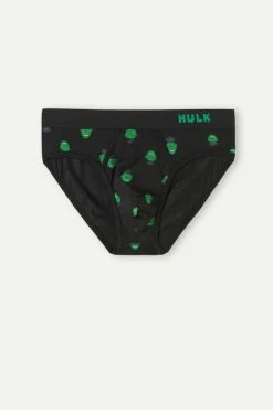 Best Sale 🎁 Intimissimi Men Hulk Briefs In Stretch Supima® Cotton Black Hulk Print ⭐
