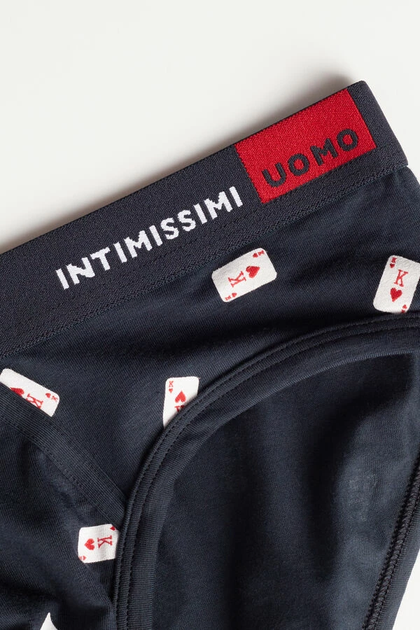 Best Sale ✨ Intimissimi Men King Of Hearts Briefs In Stretch Supima® Cotton Midnight Blue King Of Hearts Print ⭐ - Image 2