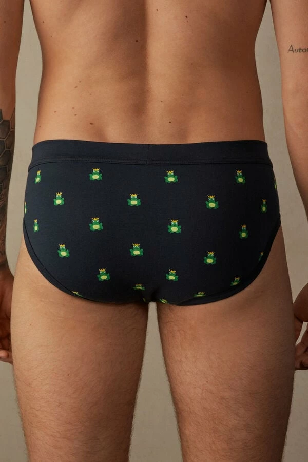 Best deal 🥰 Intimissimi Men Toad Prince Briefs In Stretch Supima® Cotton Midnight Blue Toad Print 🤩 - Image 3