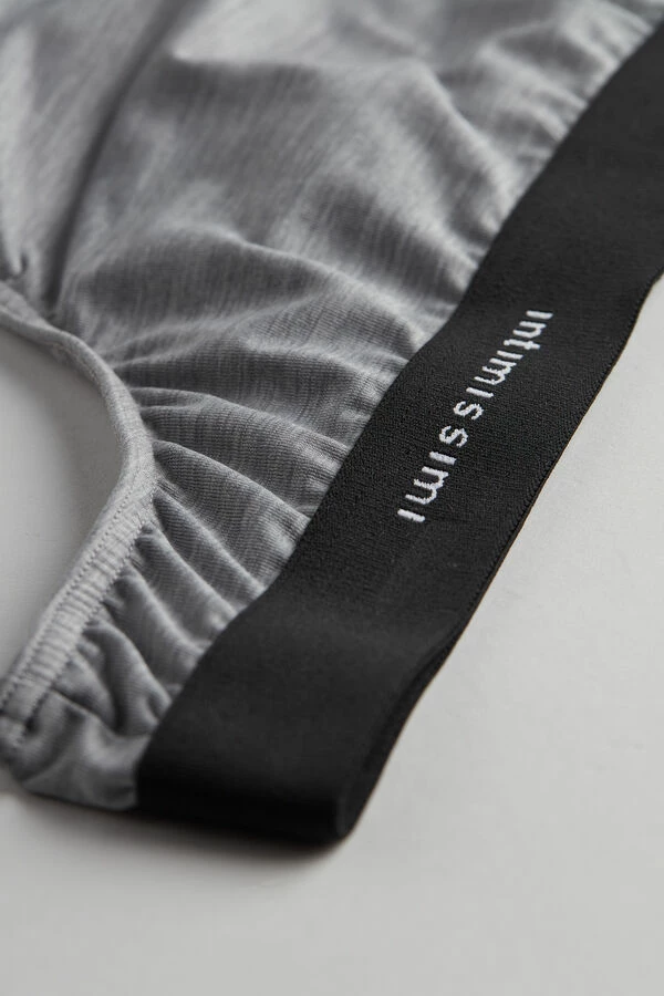 Best Pirce 🎁 Intimissimi Men Logo Detailed Microfiber Thong Black 🎉 - Image 3